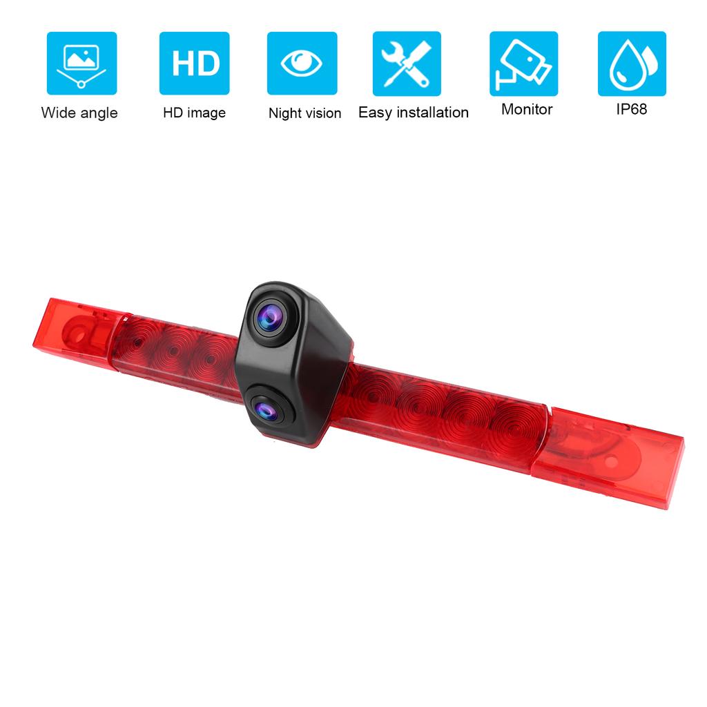 Universal High Mount Brake Light with Camera HD Dual Lens 13 PC4089 Sensor Waterproof