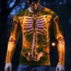Halloween Skeleton Prints Long Sleeve T-Shirts for Men Gothic Trendy Streetwear Casual Tops Halloween Party T-shirts