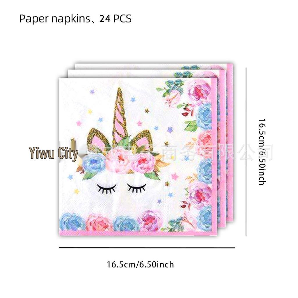 Unicorn Birthday Party Disposable Tableware Set: Plates, Cups, Knives, Forks, Spoons.