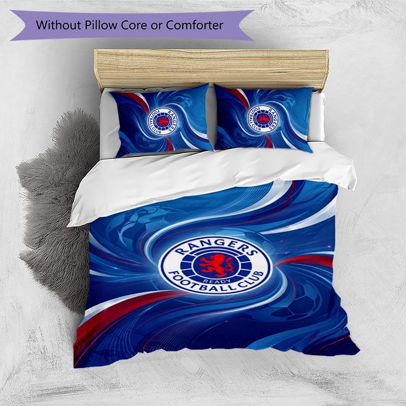 Set Biancheria da Letto Rangers FC Stampato 3 Pezzi Copripiumino Traspirante con Federe Biancheria da Letto Decorativa per Camera da Letto Casa