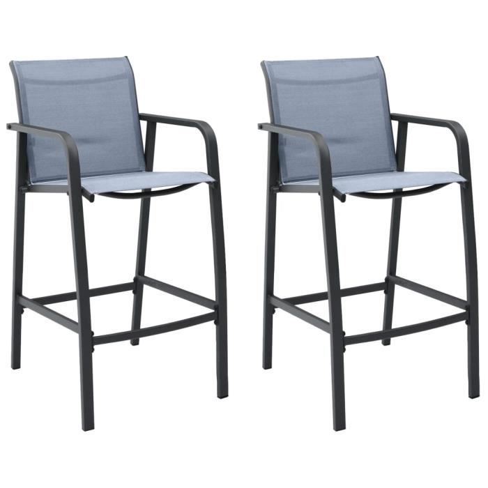 VidaXL Chaises de bar de jardin 2 pcs Gris Txtilène