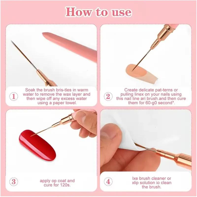 5pcs Nail Art Liner Brush Set UV Gel Nail Brushes Kits French Stripe Line Painting Drawing Flower Pen Professional Manicure Tool