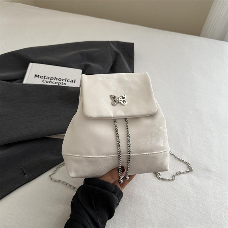 

Trendy Pink Butterfly Chain Small Backpack Stylish Korean-inspired Fashion Bag For Women білий