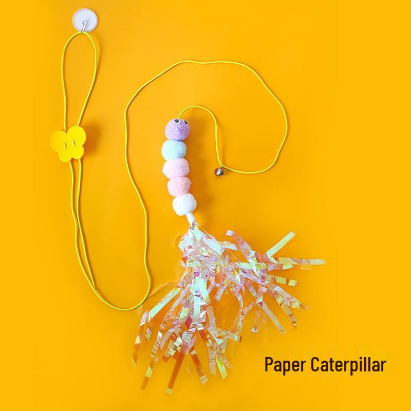 Elastic Cat Feather & Bell Teaser Wand with Hanging Mouse Toy for Boredom Relief