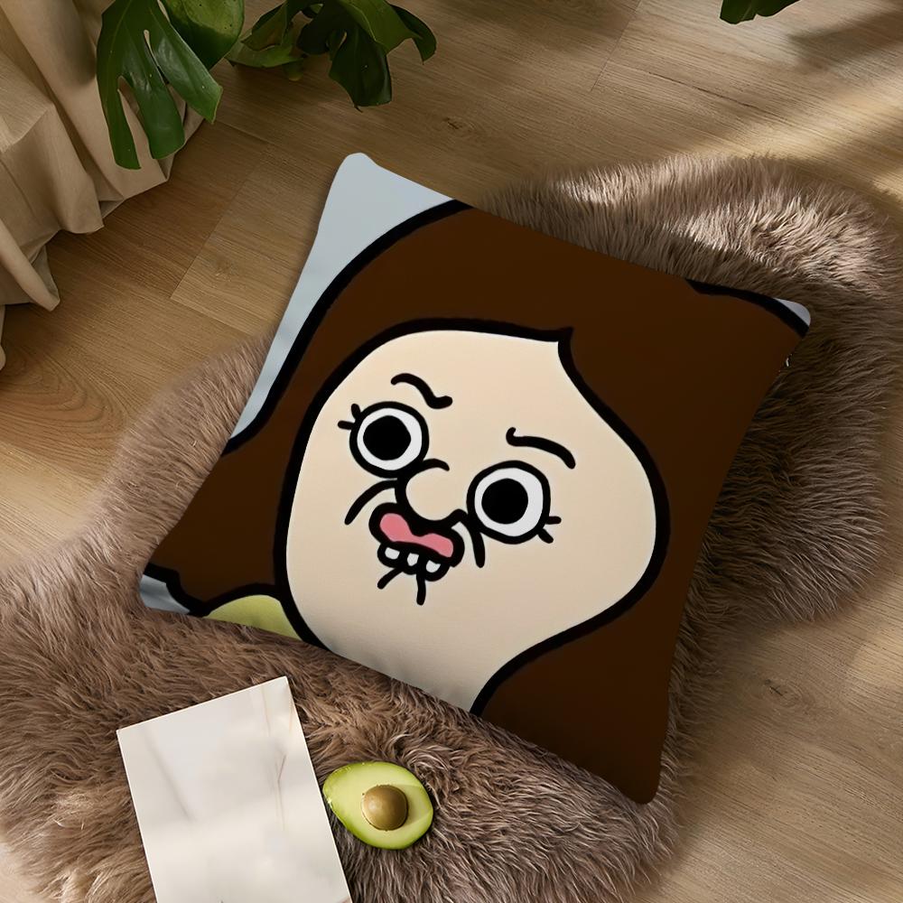 Funny Bbangbbangs Cartoon cushion cover Living Room Accent Couch Back Support Square Lounge Restful Nap Companion Pillow Case