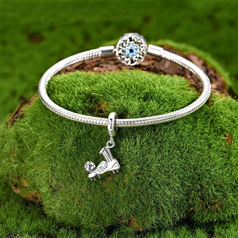 copper Play Football Soccer Cleats Pendant Sports Charm Compatible With Authentic Charm Bracelets Women Do It Yourself Jewellery Gift
