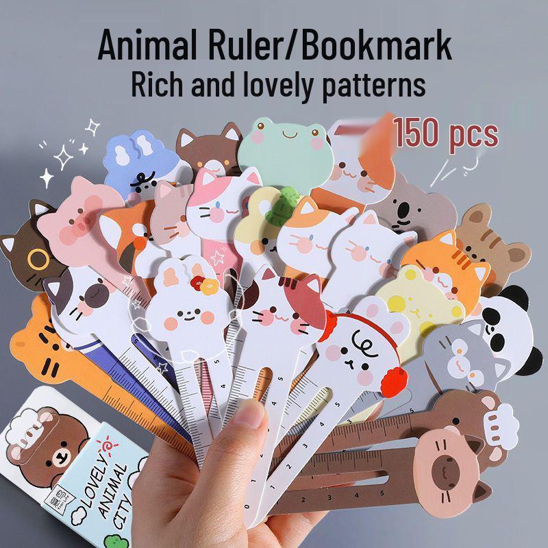 Sada 100 roztomilých studentských pravítek se zvířátky - Kreslený design