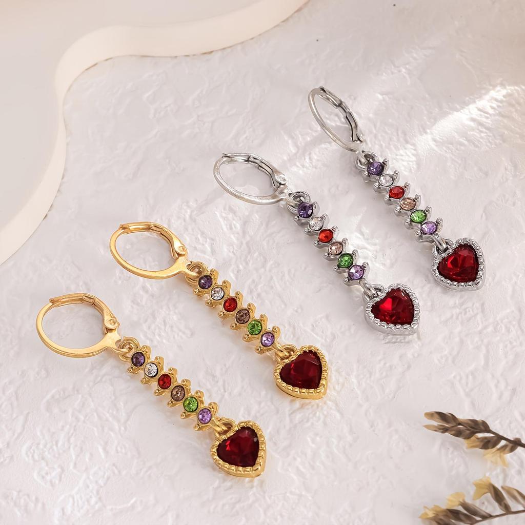 Goldene gemischte Diamant-Herz-Raupen-Legierung Ohrstecker - Top Europäischer & Amerikanischer Stil Schmuck