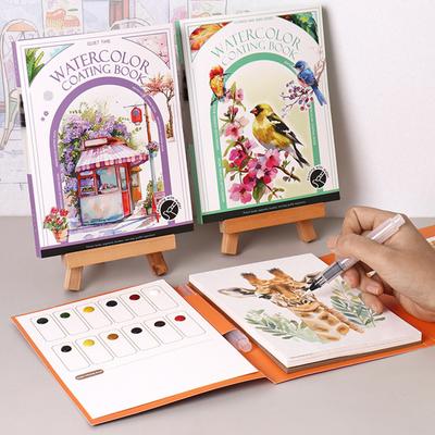 Watercolor Coloring Book with 12 Colors Paint Cakes and Brush Watercolor Painting Set for Adults Beginners Art Supplies