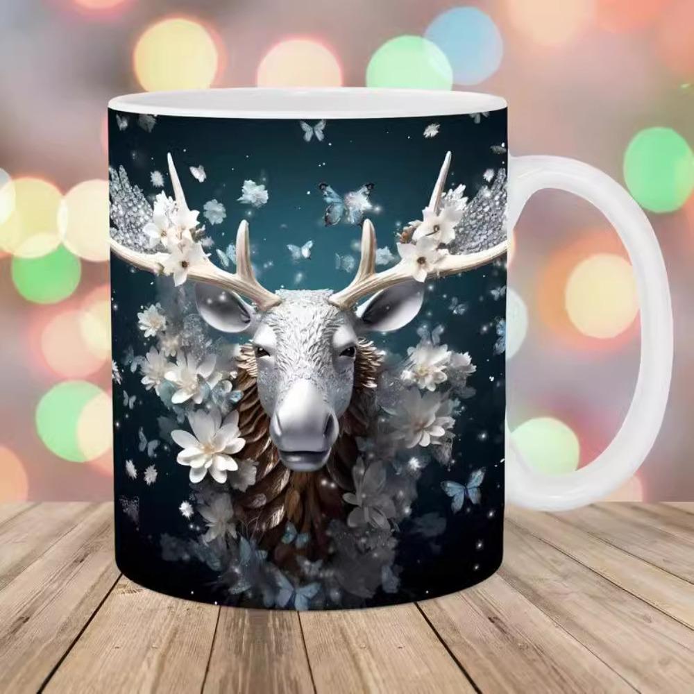 Moose Elk Ceramic Coffee Mark Cup Tea Cup New Year Christmas