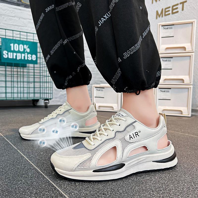 

Новые летние мужские сандалии, дышащая сетка, пляжные тапочки, обувь для отдыха на открытом воздухе, нескользящие кроссовки, модная повседневная обувь, роскошные сандалии 40 бежевый