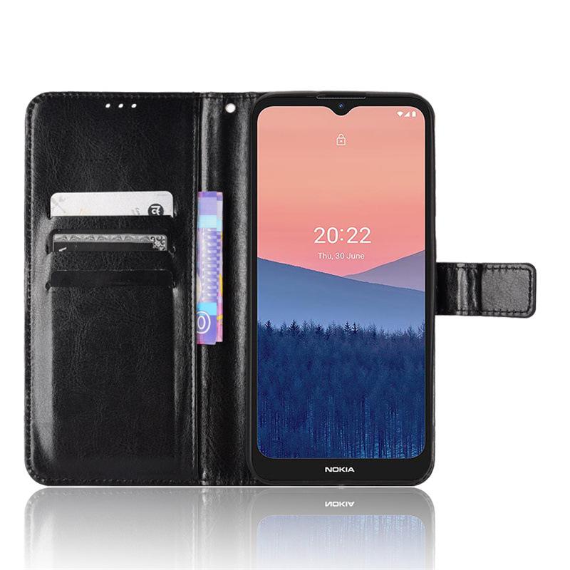 Nokia C21 Skórzane etui z klapką z przegródką na karty i smyczą - Wzór Crazy Horse