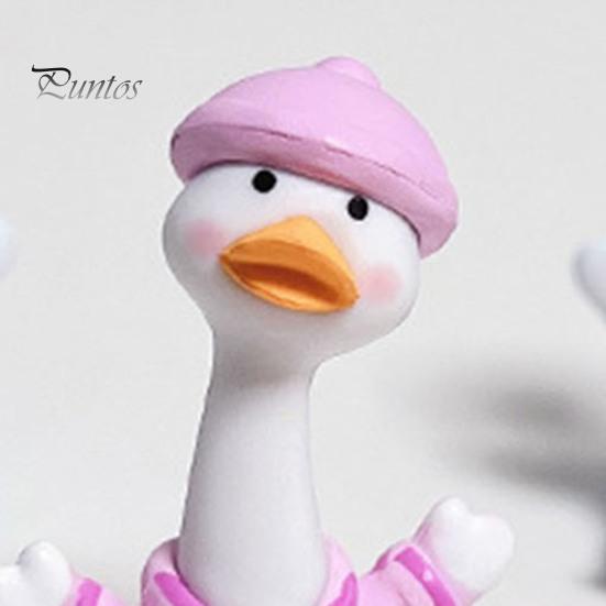Car Dashboard Ornament 4Pcs Mini Cartoon Duck Figurines, Cute Polka-dot Pajamas Statues, Multi-functional Accessory Macaron Animal Ornaments