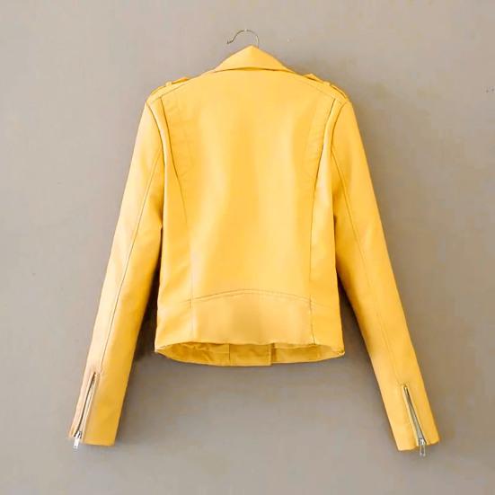 Lapel Long Sleeves Zipper Pocket Women Jacket Fall Winter Solid Color Faux