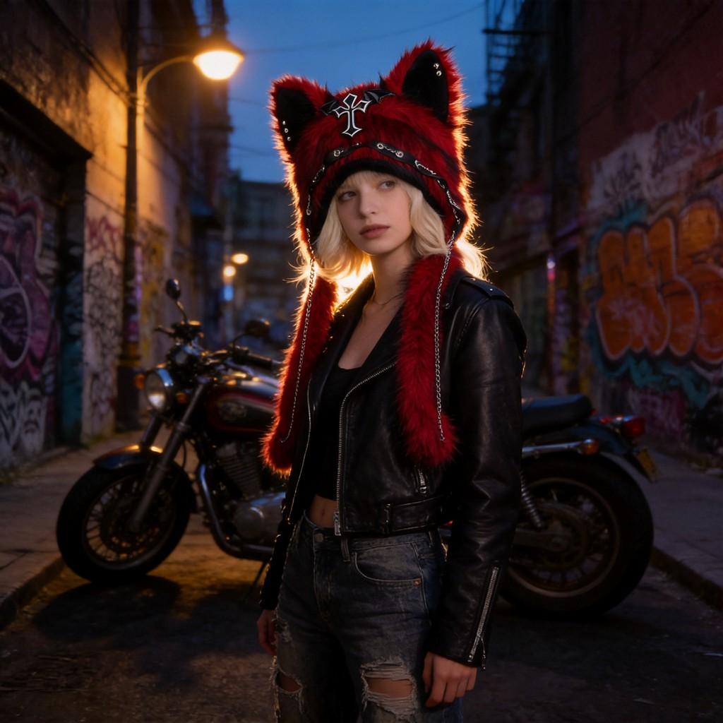 Plush Cat Ears Hat For Winter Warmth With Foldable Design For Punk Style Enthusiasts