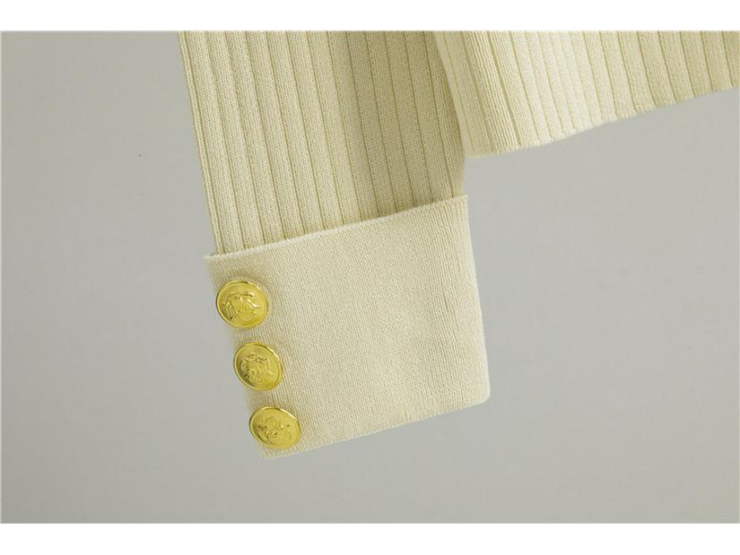Women's Polo Collar Zipper Cardigan & Knit Skirt Two-Piece Set - Spring/Autumn Fashion.