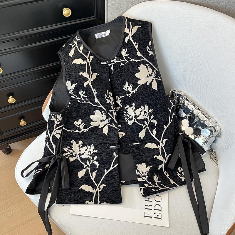 Retro Vest Women's High-end Luxury Round Neck Chic Extravagant Improved Vest
