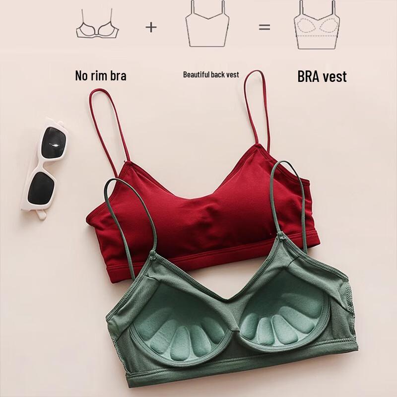 Woodpecker Women's Pure Cotton Padded Cross-Back Bandeau Bra Top