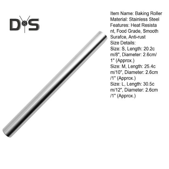 Dough Rolling Pin Reusable Food Grade Not Sticky Polished Long-lasting Labor-saving Stainless Steel Smooth Surface Making Kitchen Rolling Pin