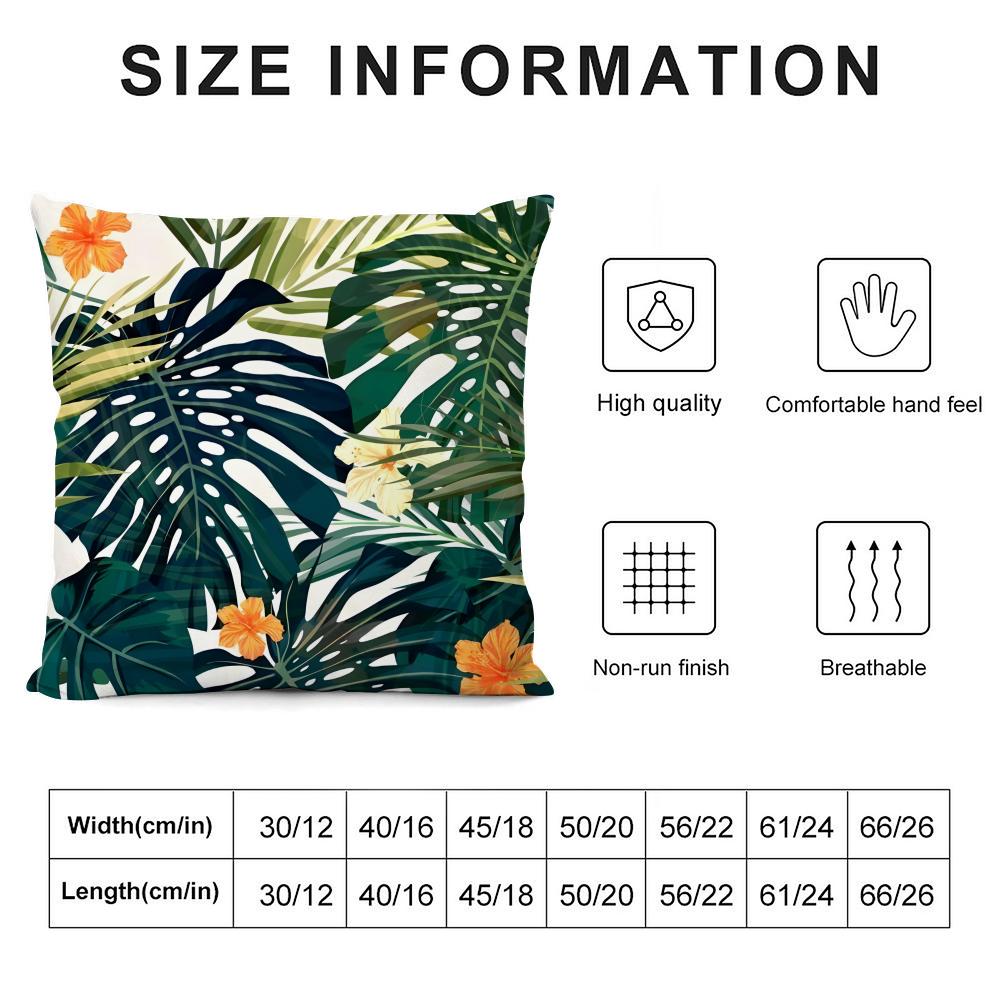 Palm Leaves Cushion Cover Soft Plush Fabric Double-Sided Printed Sofa Cushion Cover For All Seasons Home Decor Gift