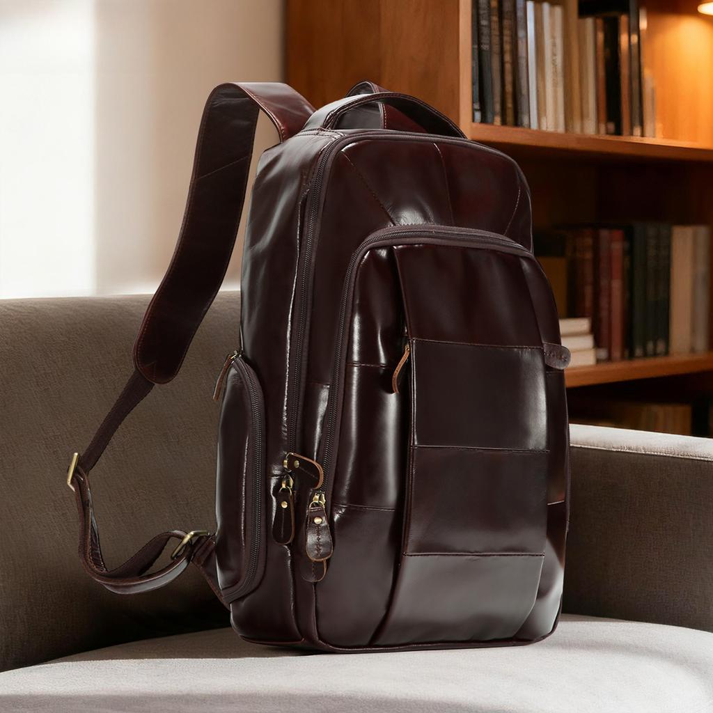 Business batoh, Pánský batoh pro dojíždění, Pánská taška z pravé kůže