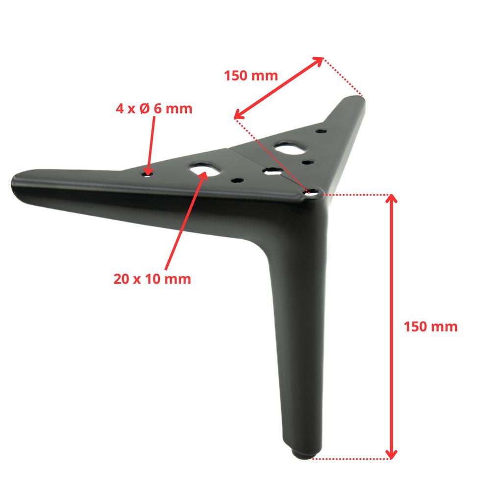 Set of 4 furniture legs Anchor Elegant, black matte, height 15 cm