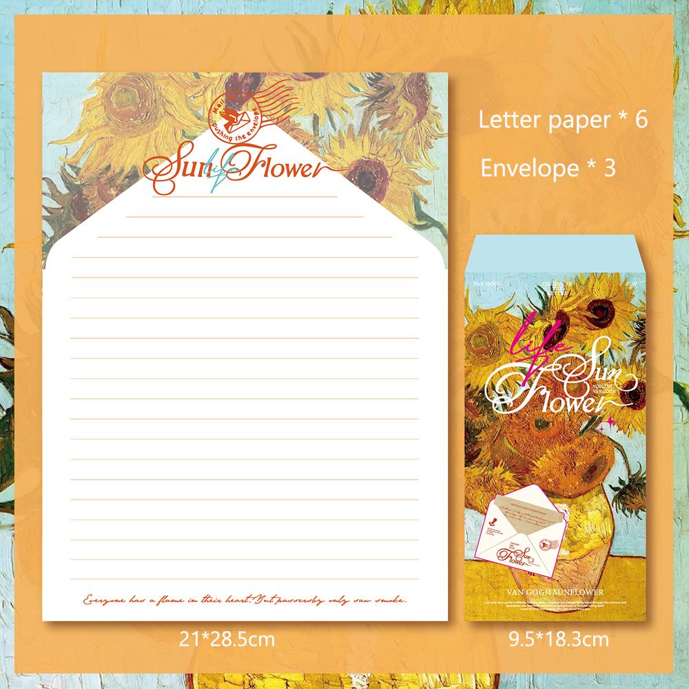 Oil Painting Letter Envelope Set Dream Collection Flower Ins Simple High Quality Handwritten Paper, Gift жёлтый