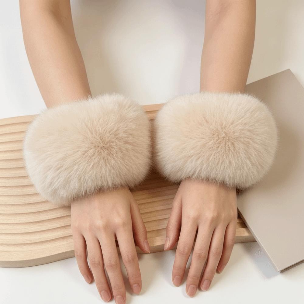 Soft Faux Fur Wrist Cuffs Keep Warm Plush Sleeve Covers Arm Warmer Sleeves Autumn Winter