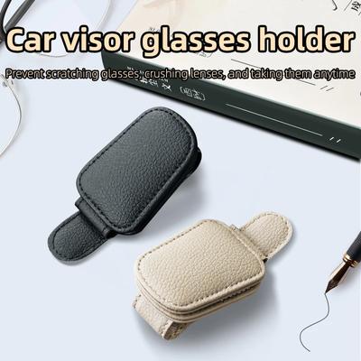 1 support de lunettes de soleil adapté aux pare-soleil de voiture - clip de lunettes de soleil en cuir magnétique et clip de billet - accessoire de pare-soleil de voiture