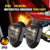 2 Pcs Amber Motorcycle 9 Led Flush Mount Turn Signals Indicators Blinker Light Waterproof Lamp