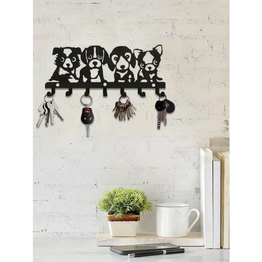 Black Metal Kitchen Towel Hook, Cute Puppy Shaped Wall Decor, Creative Gift for Dog Lovers
