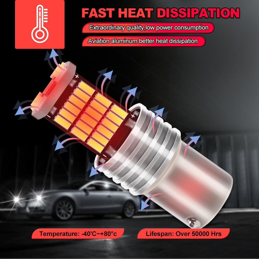 1156 P21W BA15S 180°LED Brake Lights 6000K Lamp Stop light Bulbs Turn Signal 4014 45SMD Chips Universal License Plate Light