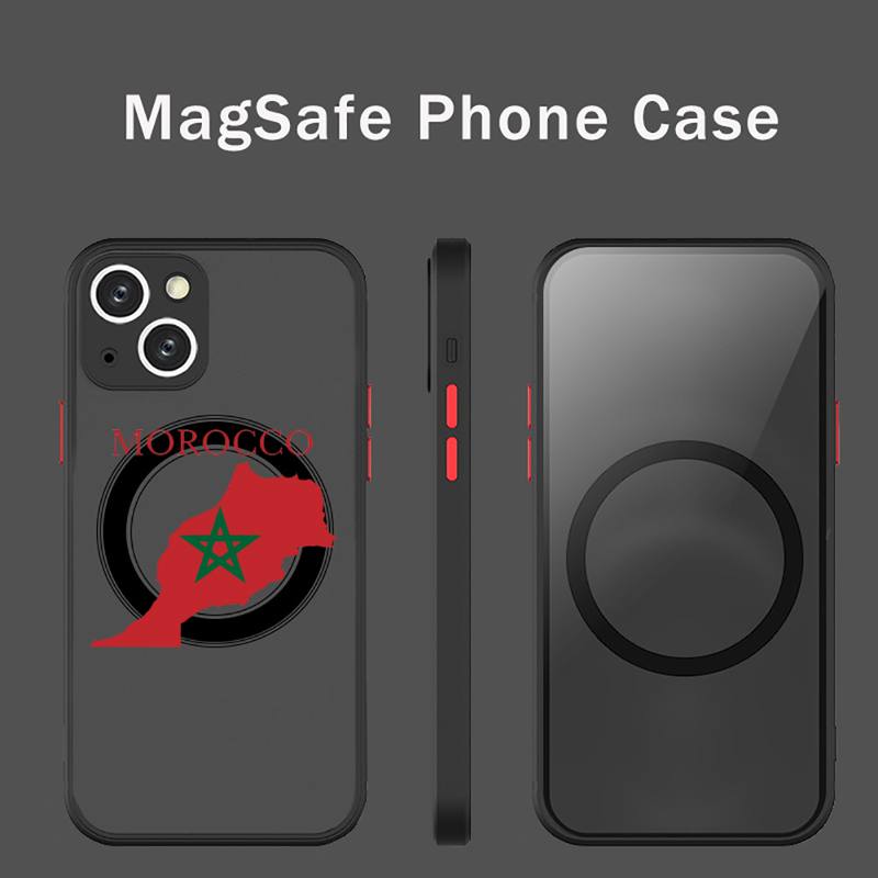 Morocco Flag Phone Case Transparent Magsafe Magnetic Magnet For iPhone 13 12 11 Pro Max Mini Wireless Charging Cover