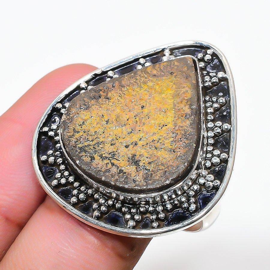 

Psilomelane Dendritic 925 Sterling Silver Jewelry Ring Size 9 C2D18