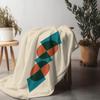 Geometric Pattern Fleece Blanket Sofa Bed Throw Soft Warm Decorative Throw Blanket Gift Cushion Cover
