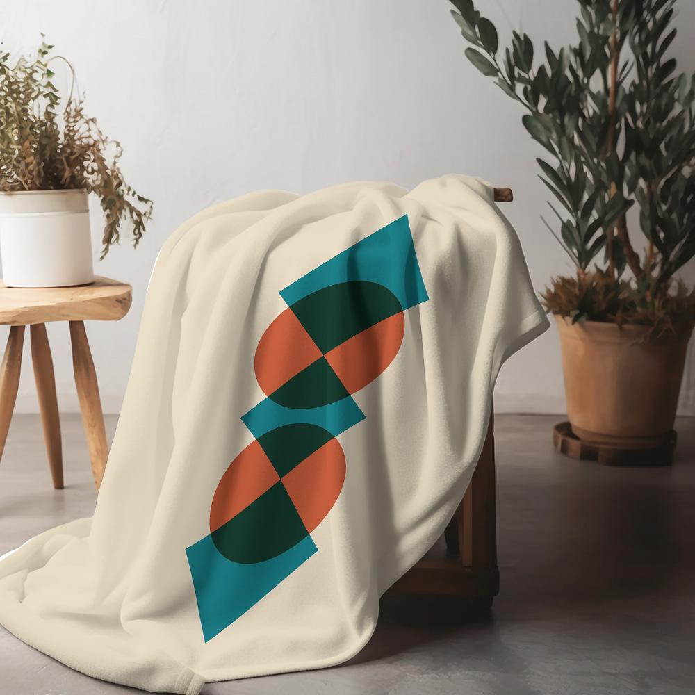 Geometric Pattern Fleece Blanket Sofa Bed Throw Soft Warm Decorative Throw Blanket Gift Cushion Cover