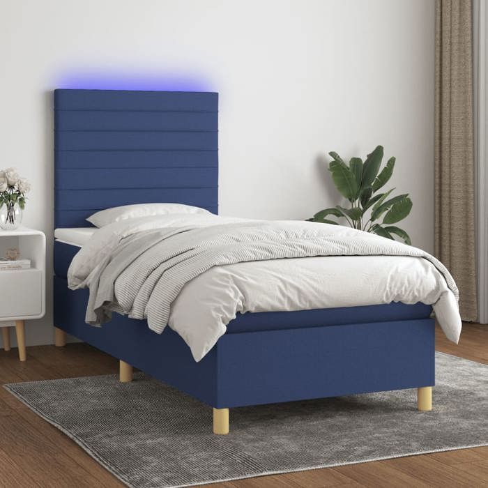 VidaXL Slat Bed Base with Mattress and LEDs, Upholstered Bed, Single Bed, Adult Bed for Interior Bedroom, 3135499