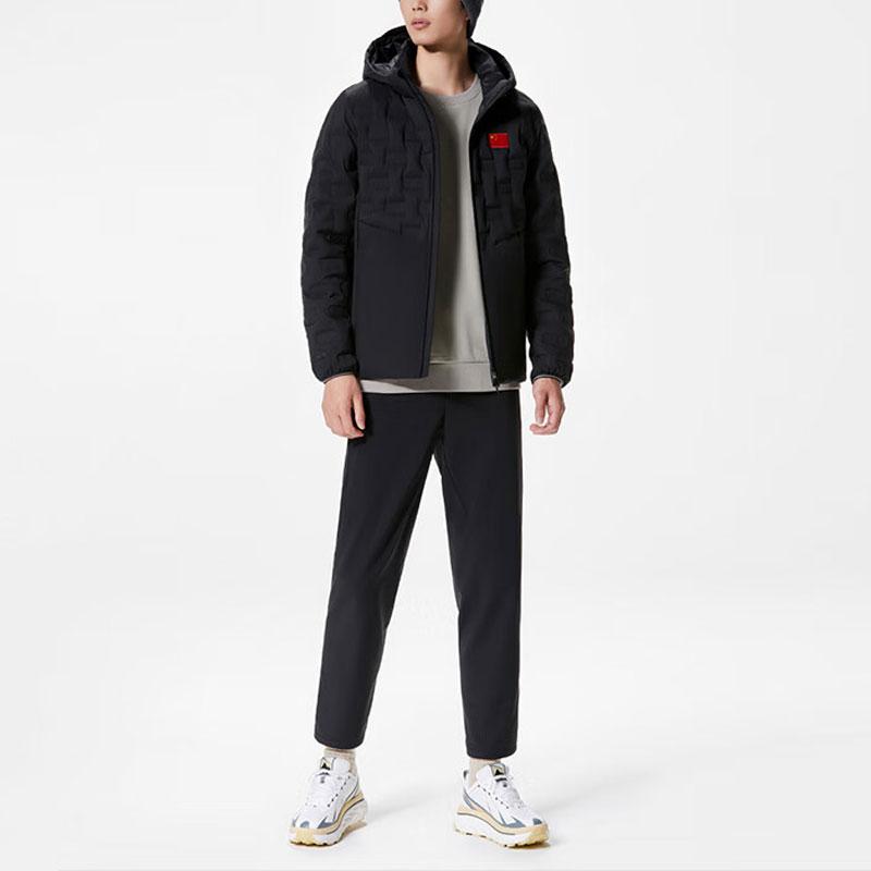 Anta Champion All-Weather Solid Color Short Hooded Warm Down Jacket Men Jacket Basic-Black 152410911-2