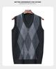 Men's Winter Sleeveless Plaid Knit Sweater Vest - Thick & Warm, Middle-aged Casual Style