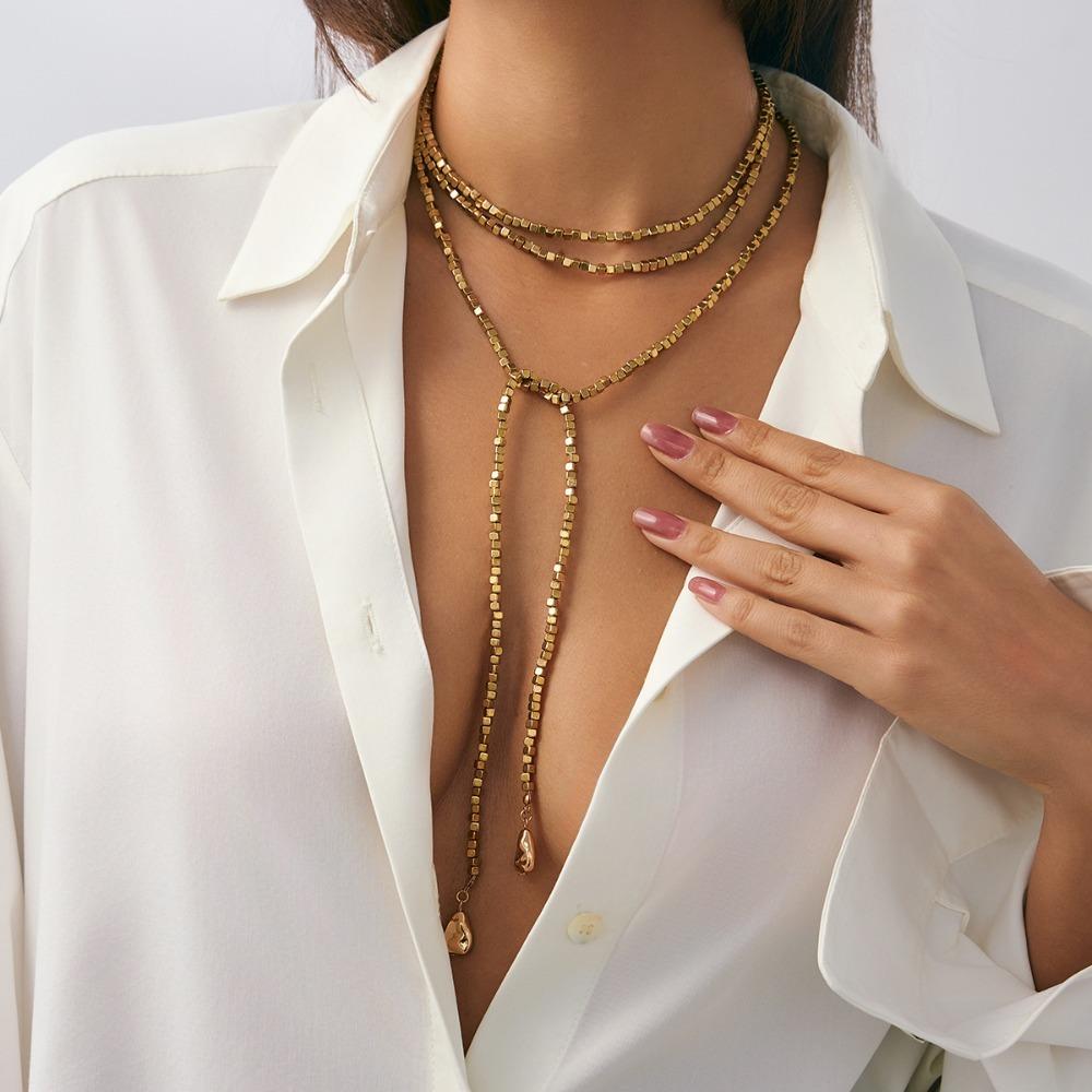Tassel long irregular Y-shaped collarbone chain ins high-end sense niche fashion necklace for women