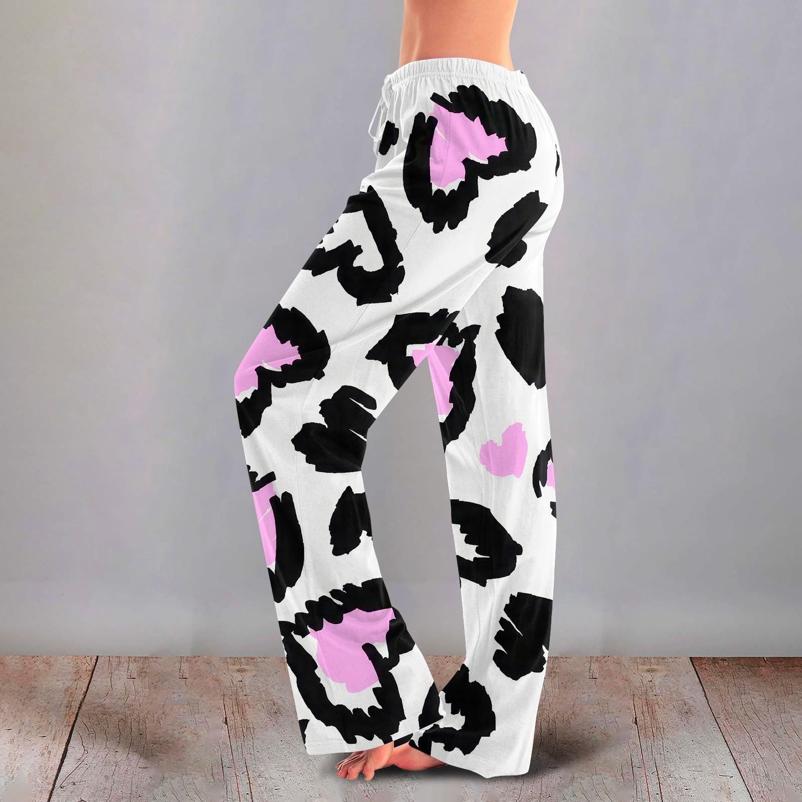 

Женские милые брюки с цветочным принтом на завязках, повседневные пижамные брюки S белый