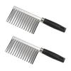 2Pcs Stainless Steel Potato Cutter Chopper Vegetable Fruit Crinkle Corrugated Slicer Egg Salad Ingredient Cutter Kitchen Gadget