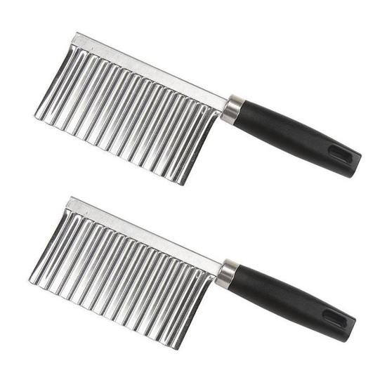 2Pcs Stainless Steel Potato Cutter Chopper Vegetable Fruit Crinkle Corrugated Slicer Egg Salad Ingredient Cutter Kitchen Gadget