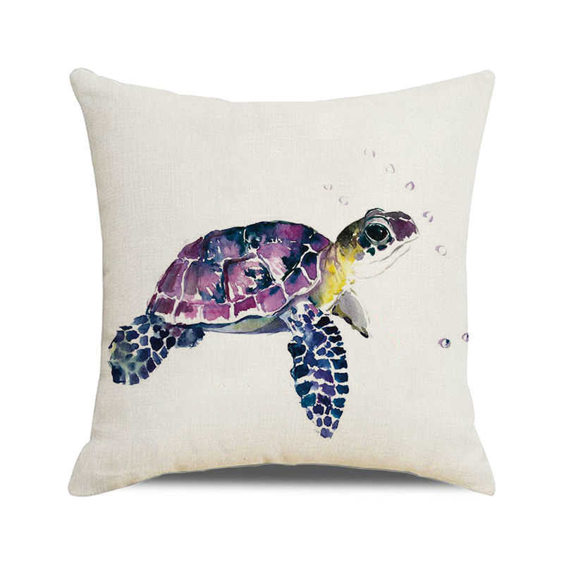 Home Decor Colorful Sea Turtle Watercolor Pillow Covers Pattern Cushion Cover Suitable for Sofa Bedroom Car Pillow Cover
