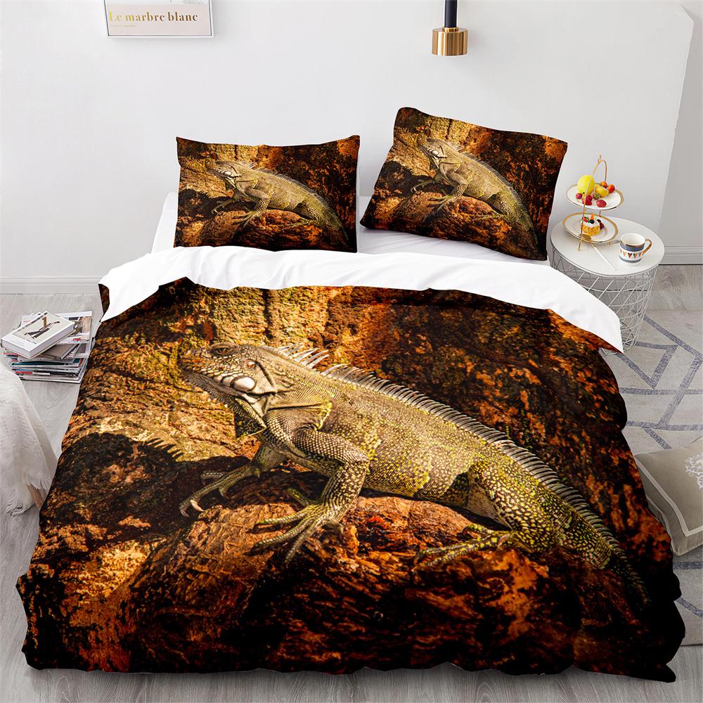Lizard Duvet Cover Set Desert Wildlife Animal Pattern Comforter Cover King Queen Size for Adults Teens Animal Lovers Bedding Set