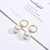 Trendy Stainless Steel Hoop Earrings For Women Big Pearl Round Gold Silver Color Earrings Wrap Rhinestone Crystal Jewelry Bijoux