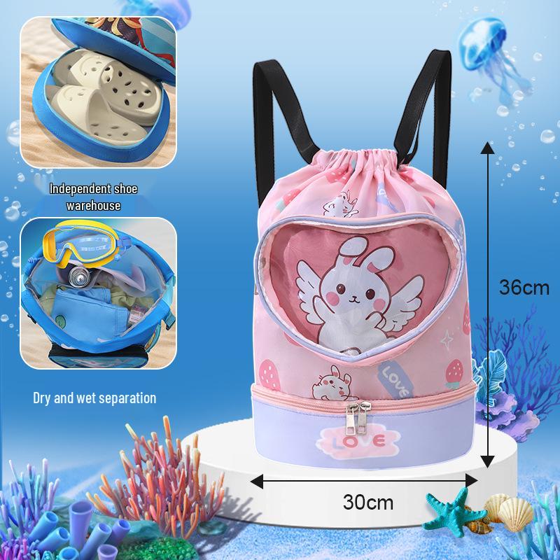 Kinder Wasserdichter Schwimmrucksack: Jungen-Kulturbeutel und Mädchen-Strandtasche mit Trocken-/Nass-Trennung