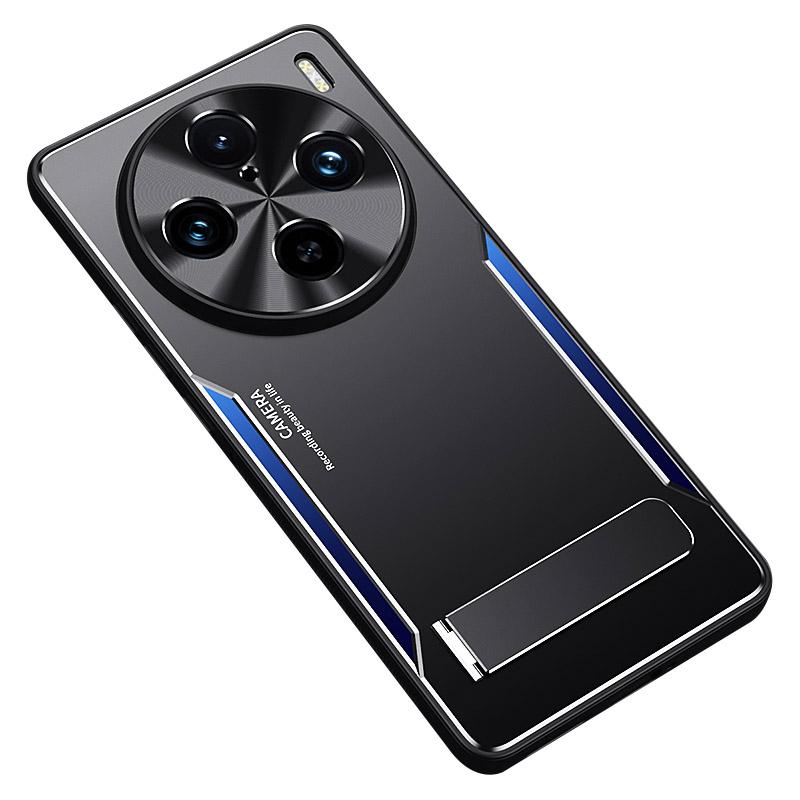 

For vivo X100s Pro 5G/X100 Pro 5G Case Aluminum Alloy+TPU Anti-Shock Phone Cover with Kickstand Blue