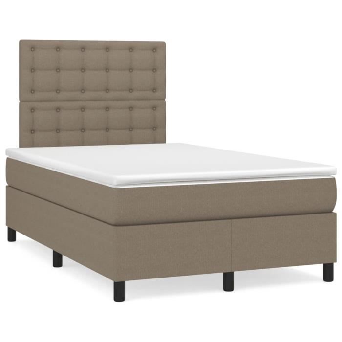 3142085 vidaXL Divan Bed with Mattress Taupe 120x200 Cm Fabric