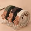 1Pc U Shape Buckle Elastic 100x2.5CM Unisex Belts Mens/Women Canvas Webbing Braided Imitation Leather